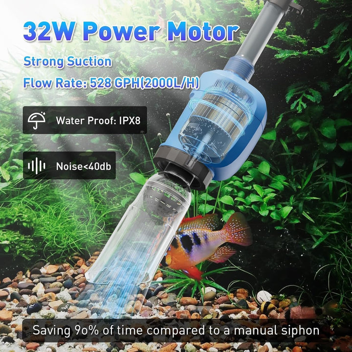 FOUSIUTIM telescopic pole extended for adjustable tank depth and splash prevention