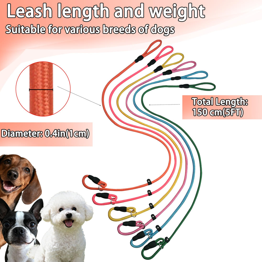 4.6 ft nylon slip lead provides balanced control during daily walks.