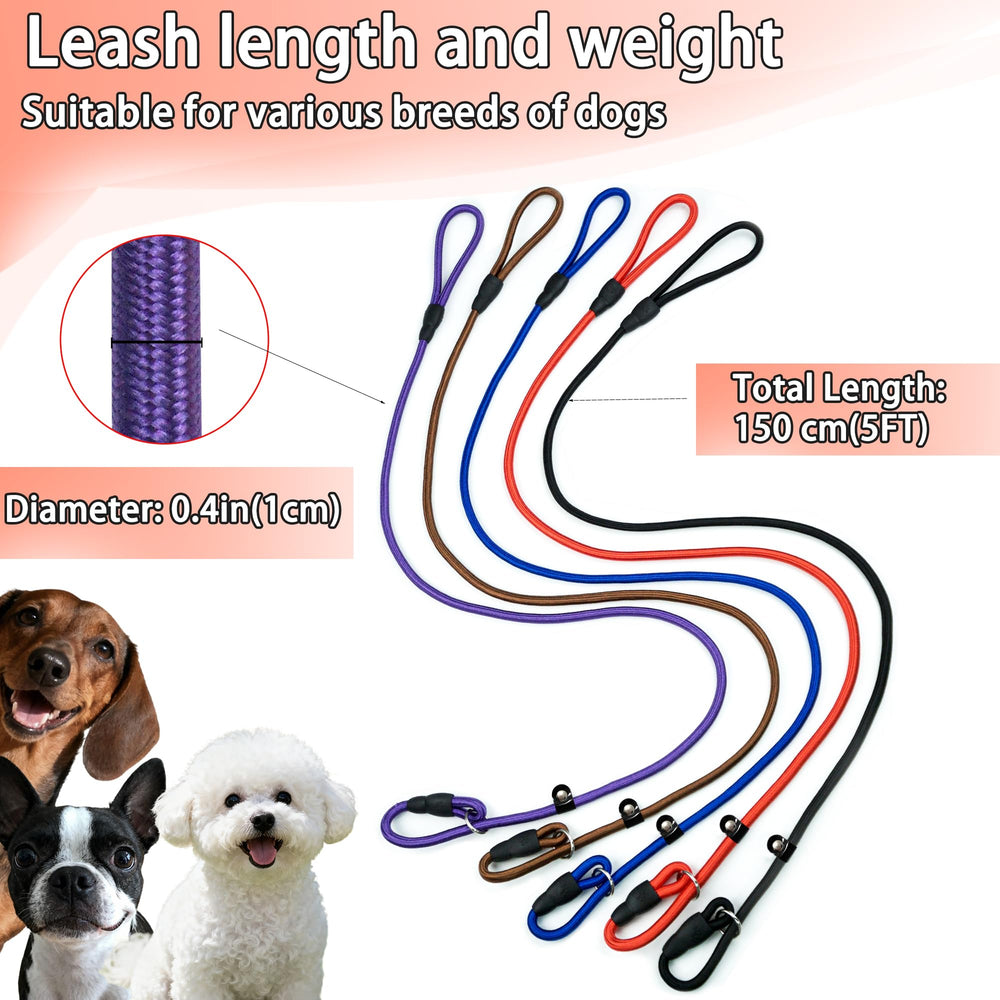 FOVRLZSE black nylon dog leash five-pack with durable 10mm braid