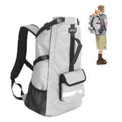 FoxFocus medium dog backpack carrier, front view, secure fit for mid-sized dogs on hikes.