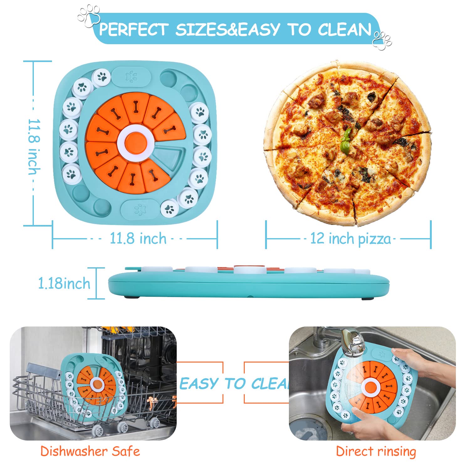 FOXMM dog puzzle toy squeaky center attracts attention for interactive treat play.