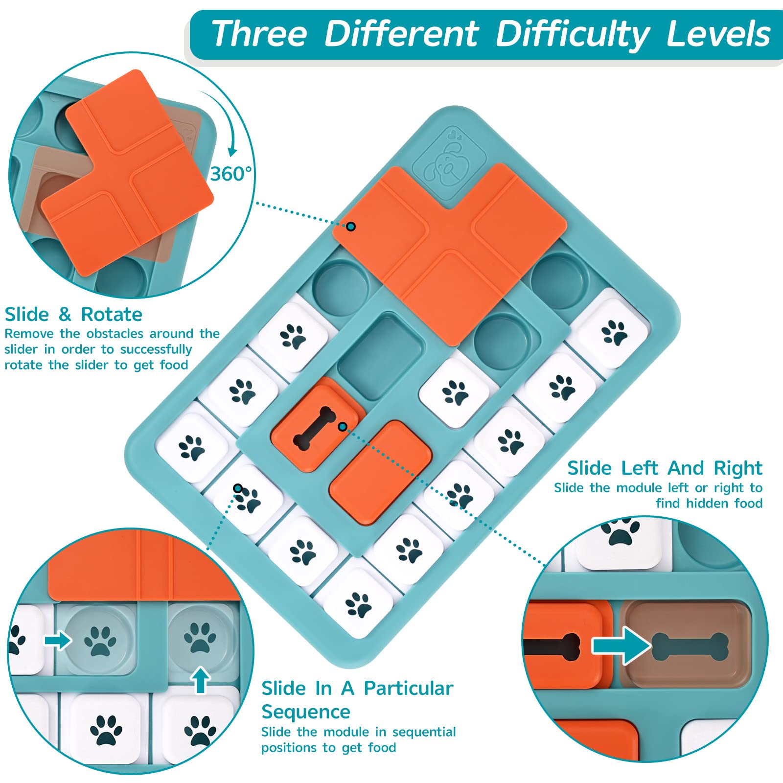 FOXMM dog puzzle with non-removable parts for safer play