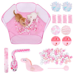 Foxtell pink cat ball pit offers a spacious indoor play area for multiple cats.