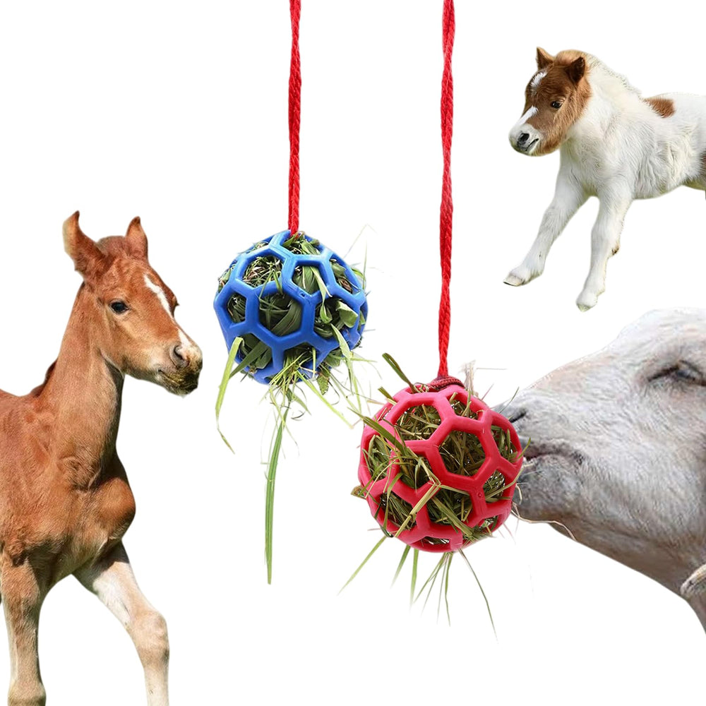 Foycow hay ball for horses in bright color ready to entertain and reduce boredom.
