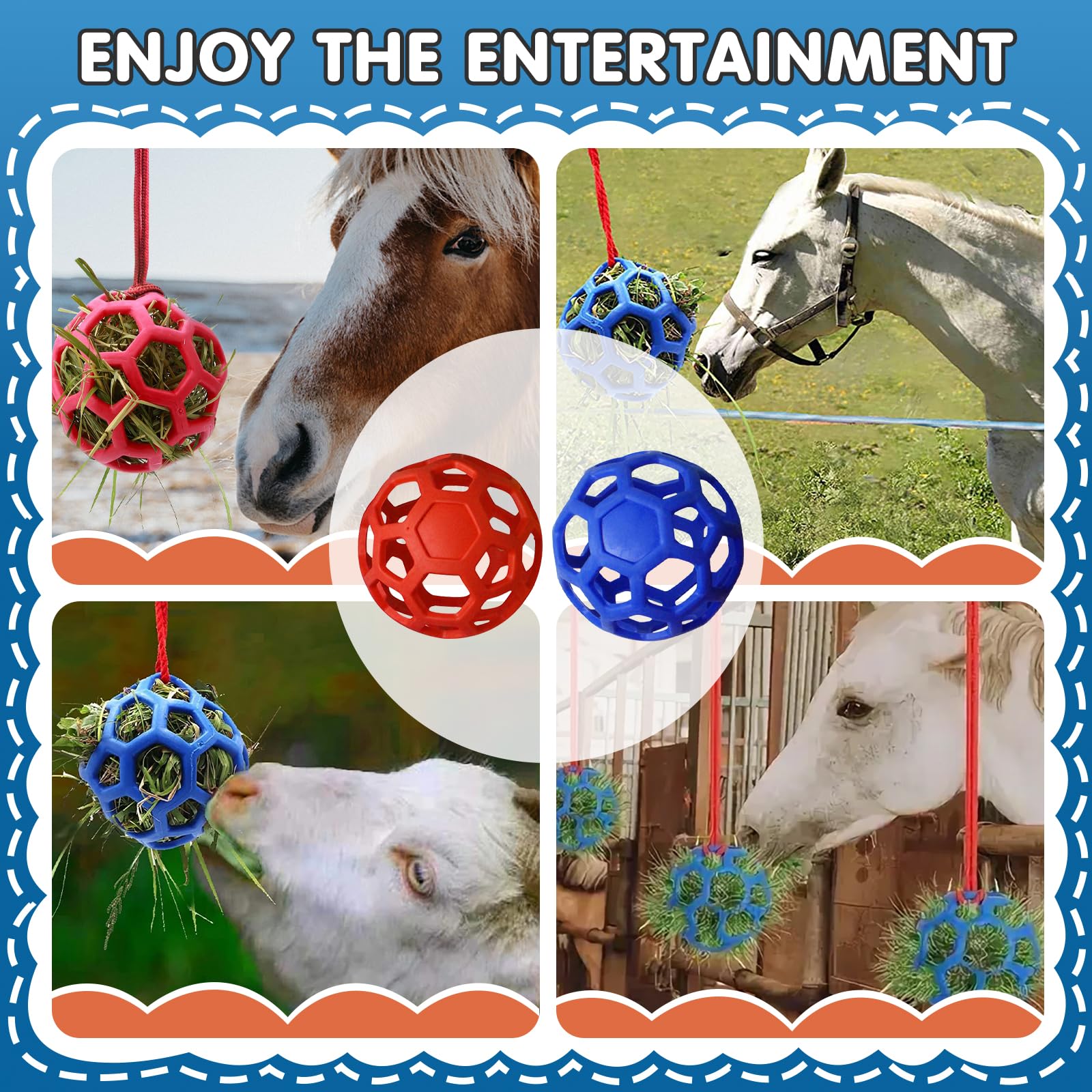 Foycow hanging hay ball toy encourages activity and stress relief.