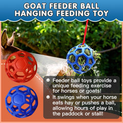 Foycow rubber hay feeder ball for horses shows sturdy lattice design for paddock use.