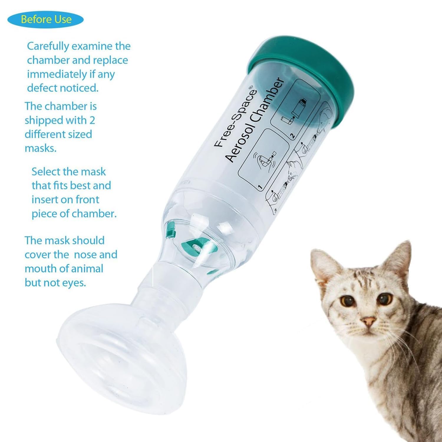 Free-Space cat inhaler spacer chamber design for feline use