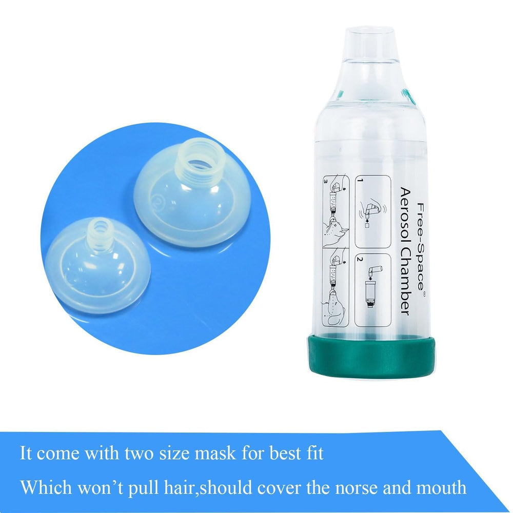 Free-Space cat inhaler spacer includes two mask sizes for optimal fit