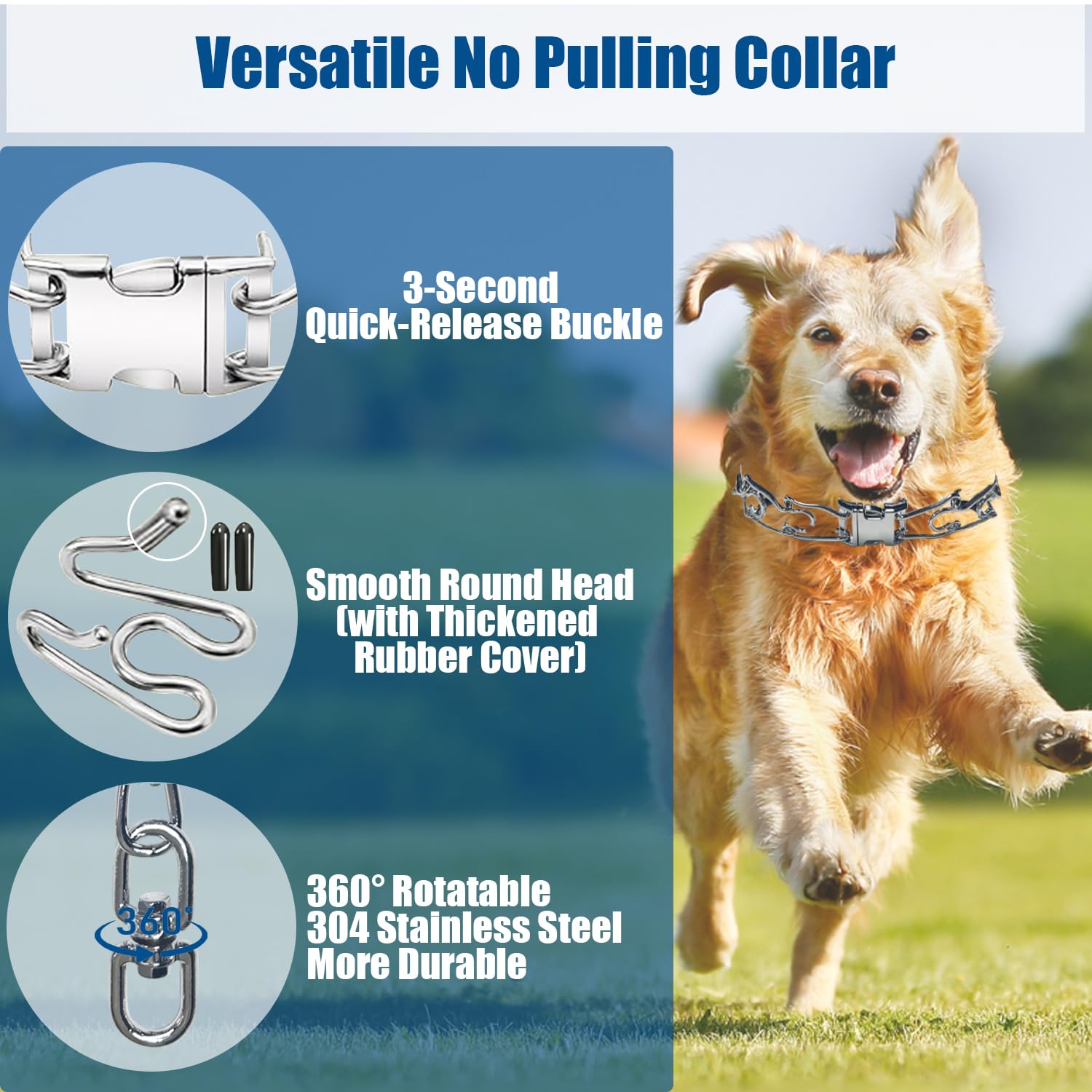 Freedom&Soul chrome-plated stainless steel collar for maximum durability.