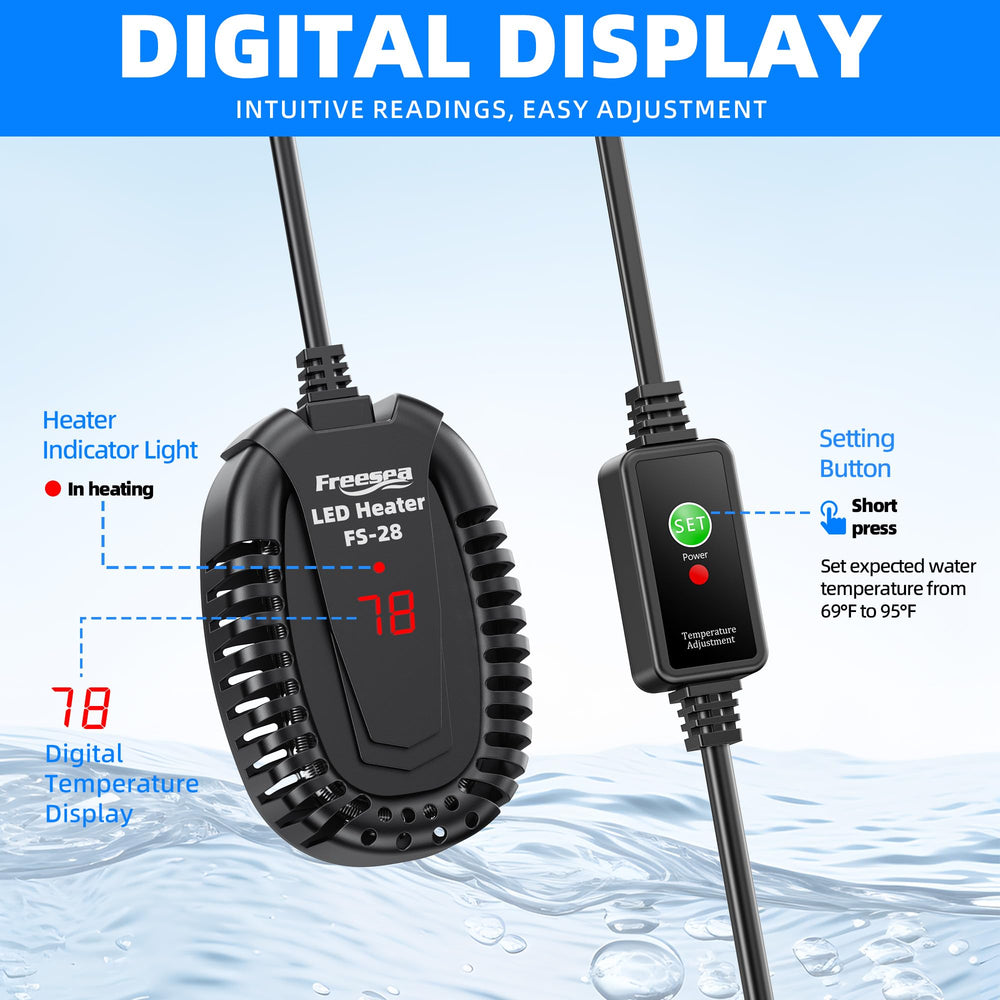 FREESEA digital LED display shows real-time temp for easy monitoring.
