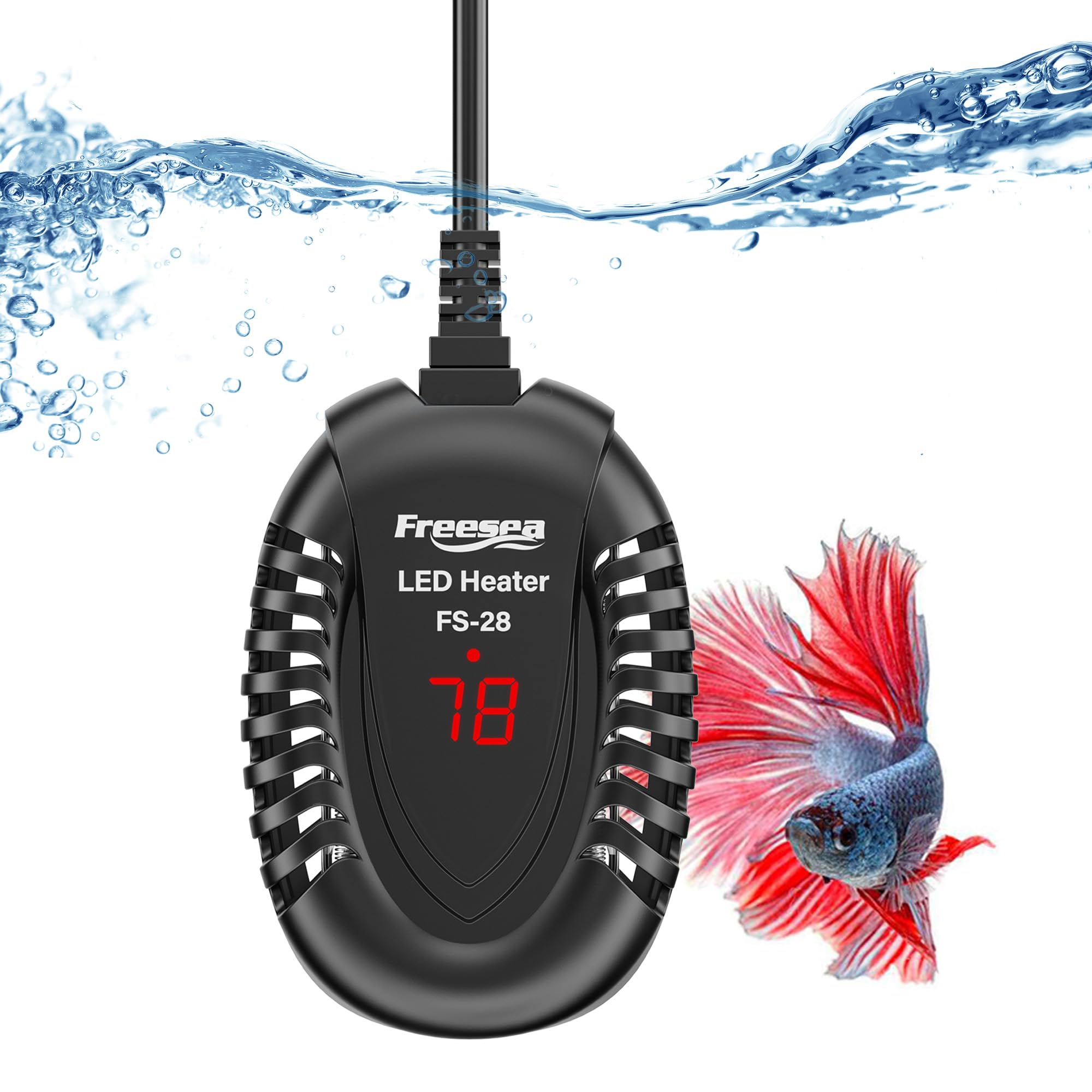FREESEA 75W heater with external controller for precise control in small tanks.