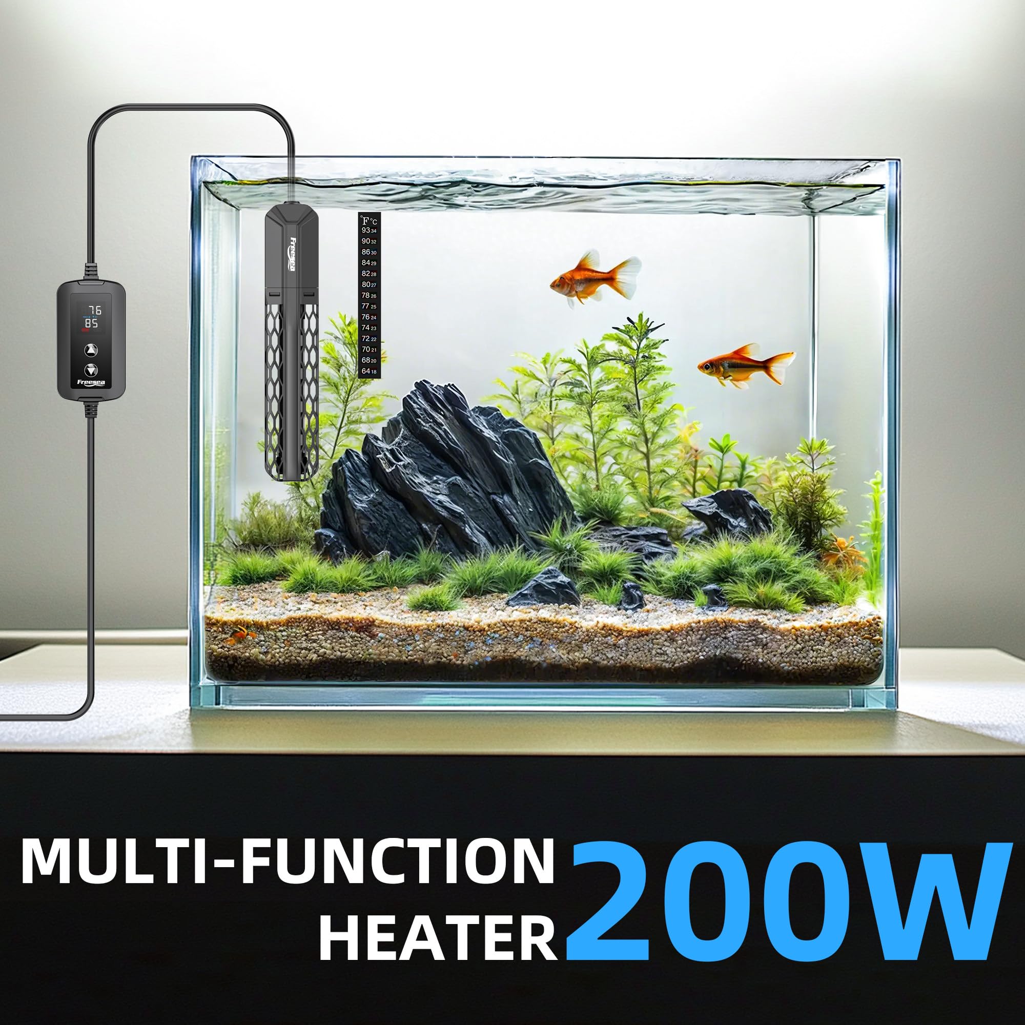 FREESEA heater with external LED controller for precise temperature adjustments