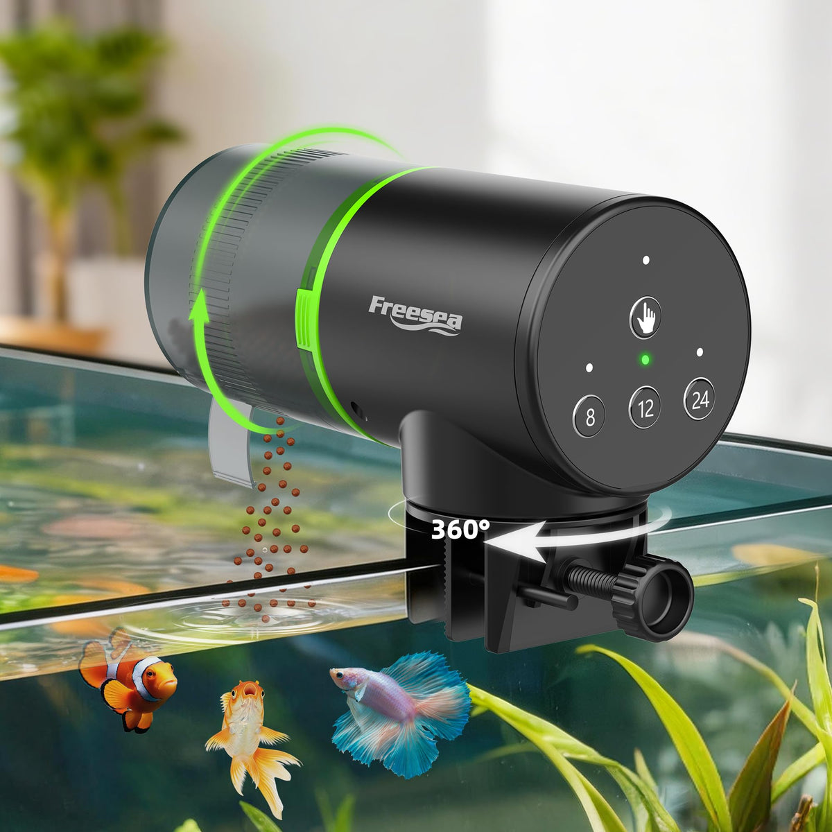 FREESEA automatic fish feeder with three timers for precise feeding