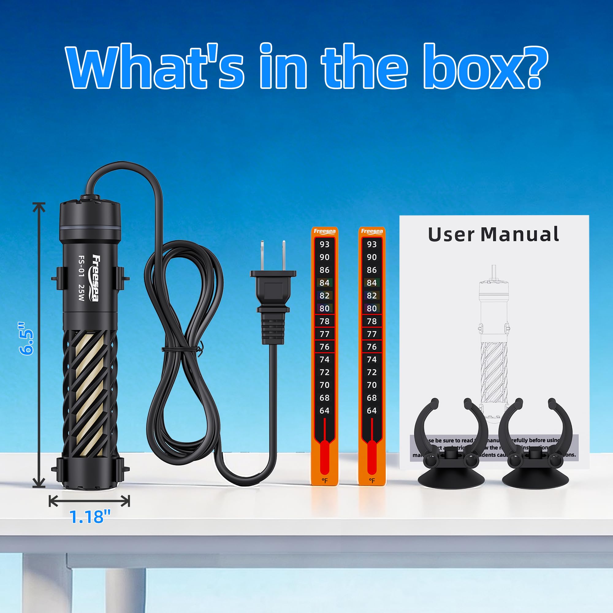 FREESEA Aysoner heater installation with cord and suction cups for easy setup
