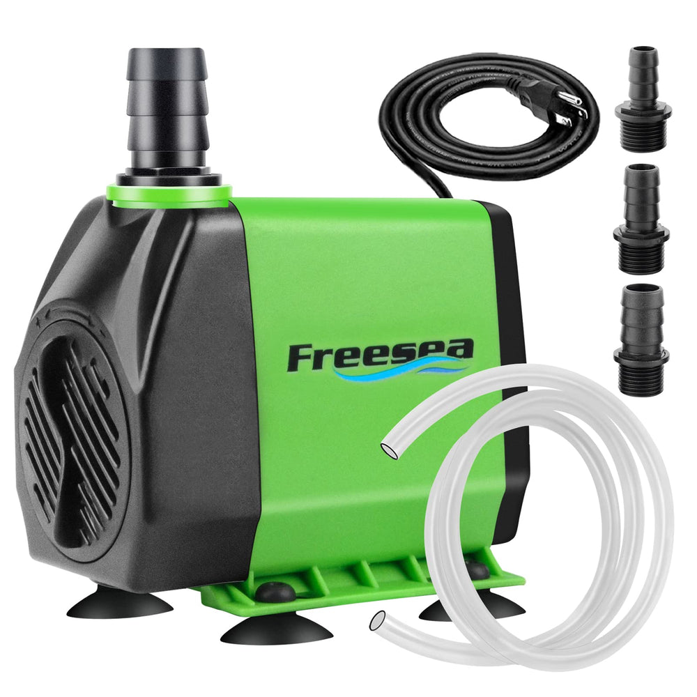 FREESEA fountain pump with 800GPH flow for ponds and water features.