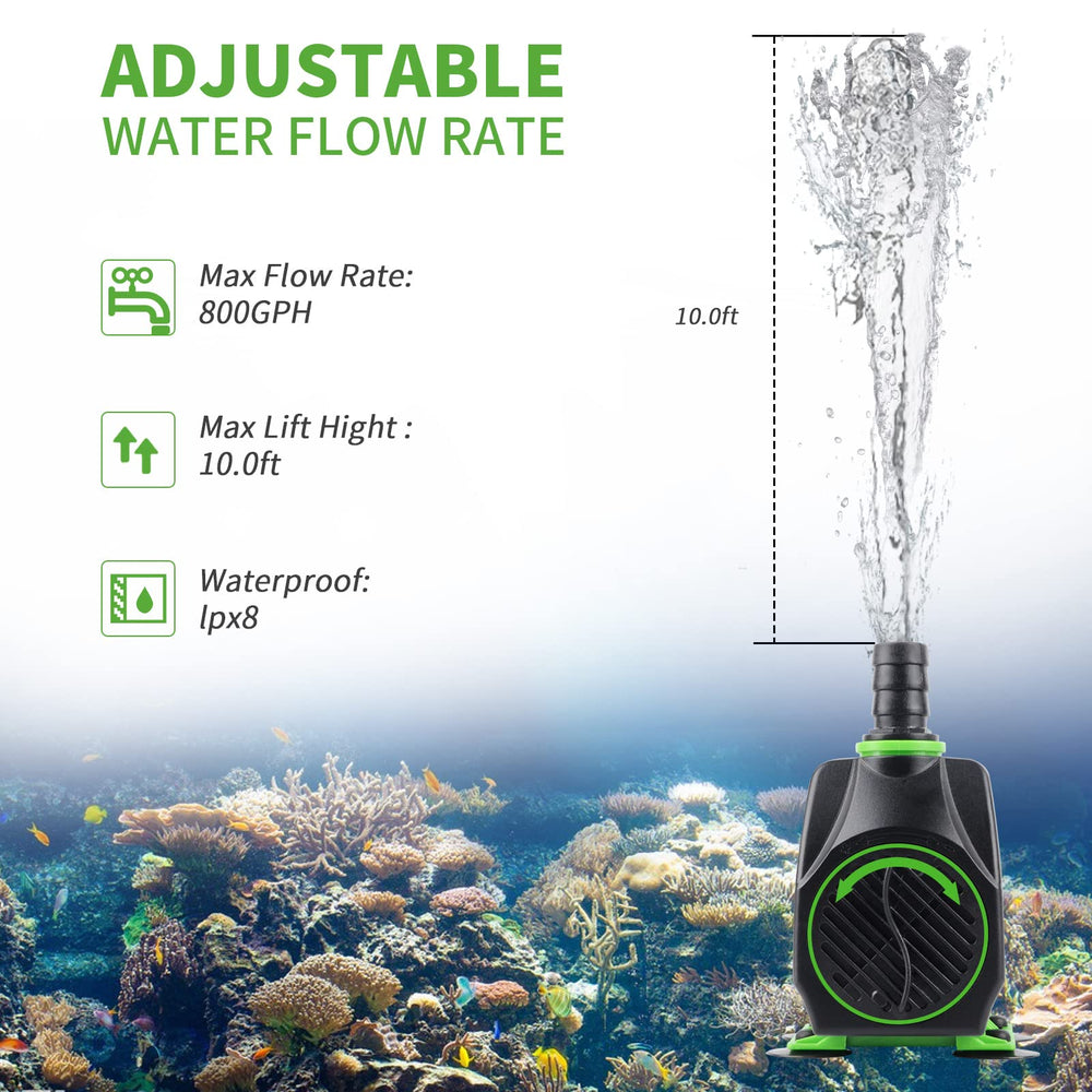 FREESEA pump with 5ft tubing for flexible fountain setups.