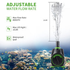 FREESEA pump with 5ft tubing for flexible fountain setups.