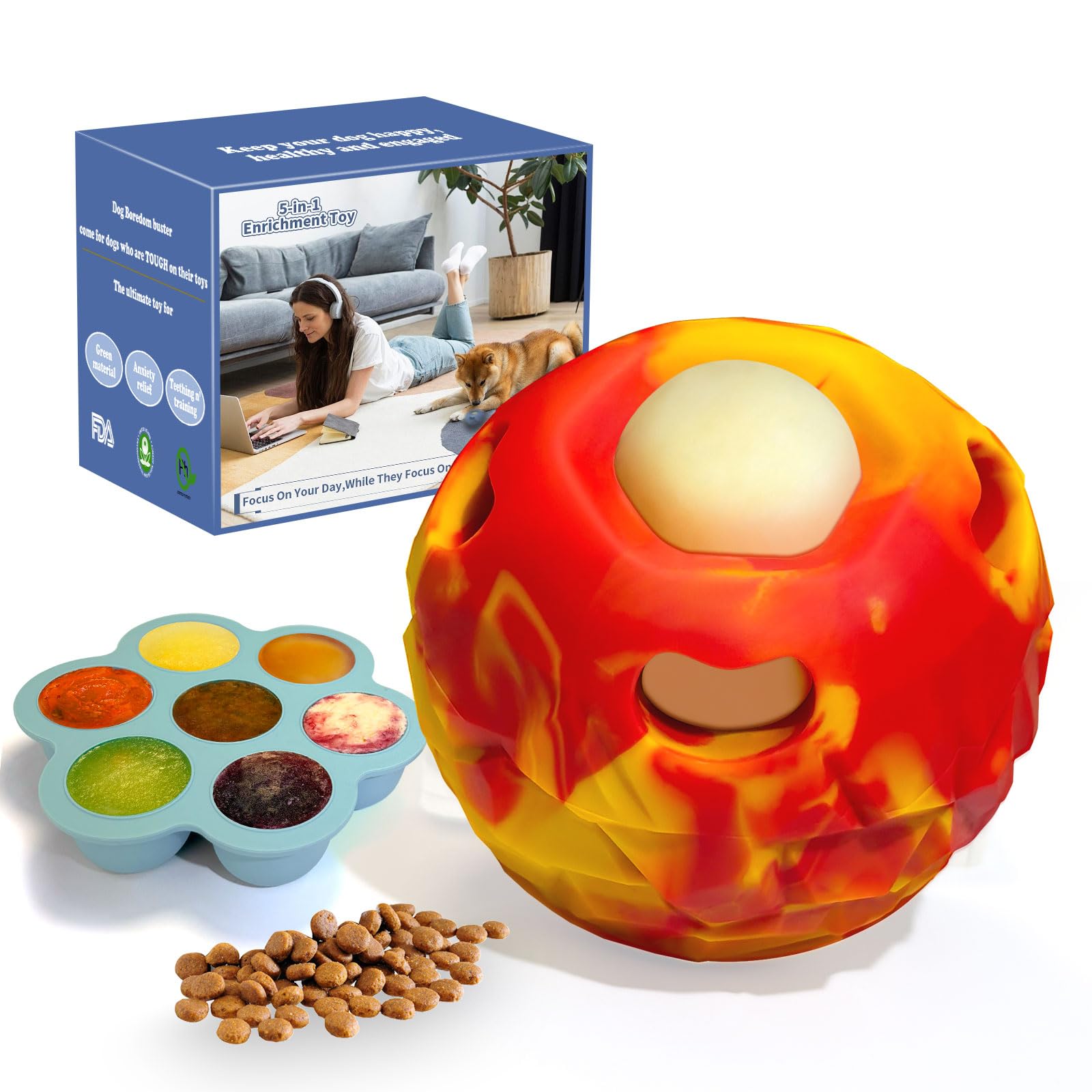 Freezeball dog frozen treat toy lid view, secure snap for easy, mess-free fun