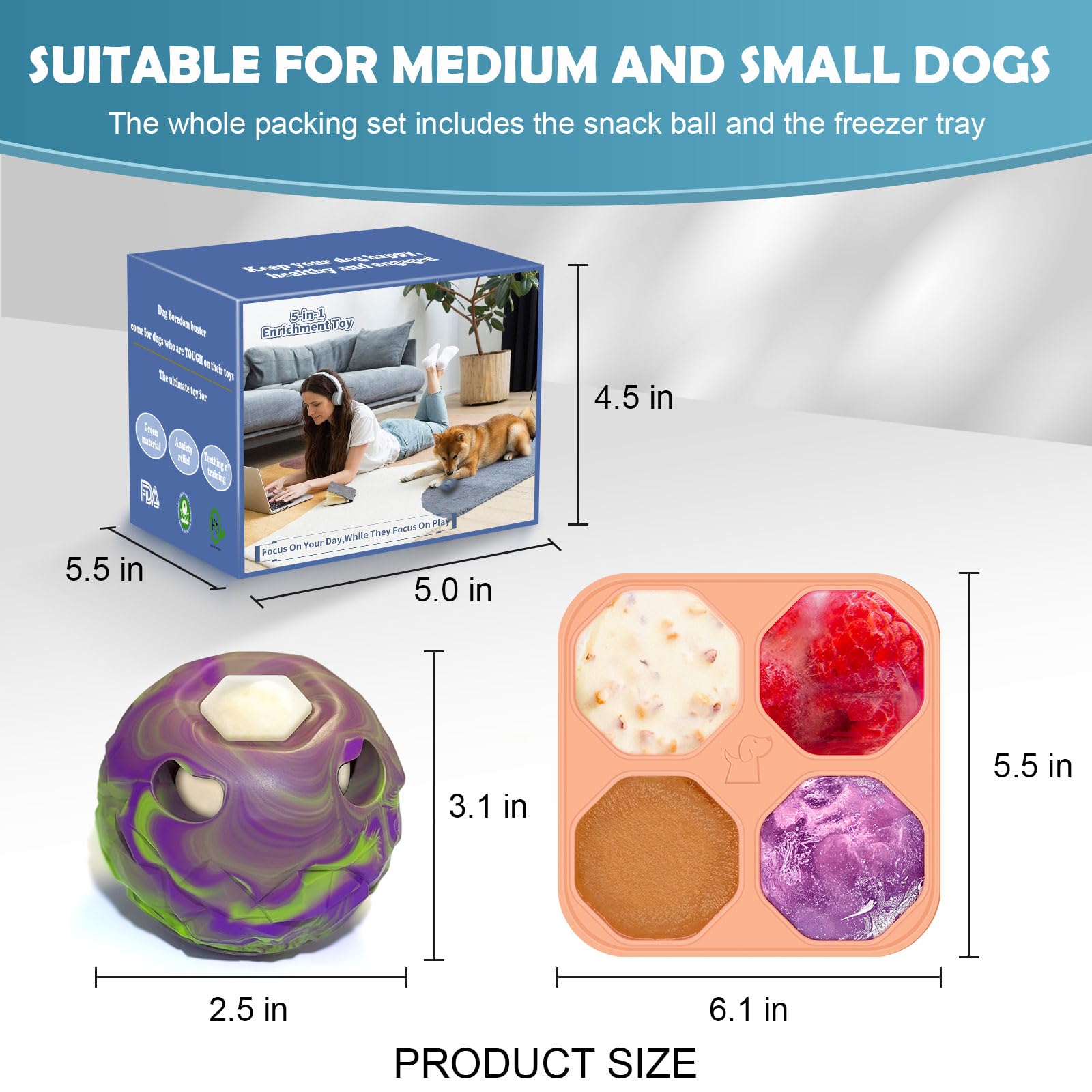 Freezeball indoor-outdoor enrichment; supports activity and daily routines.