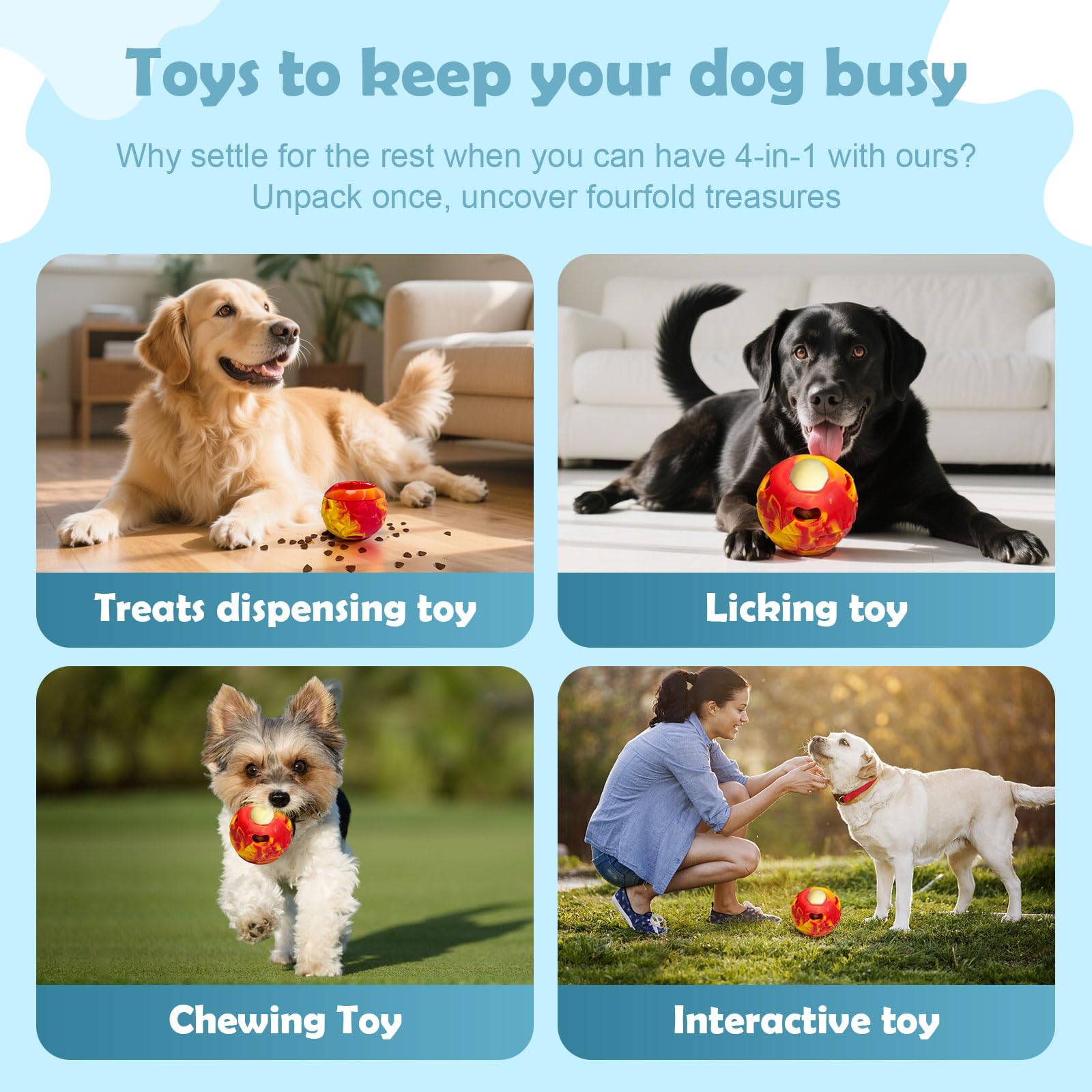 Freezeball interactive dog chew toy ball-chase, ideal indoor or outdoor fun