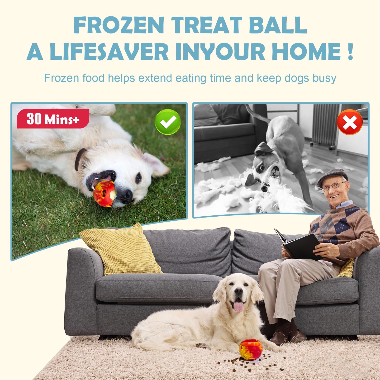 Freezeball upgraded TPE material chew-resistant, safe and easy to clean