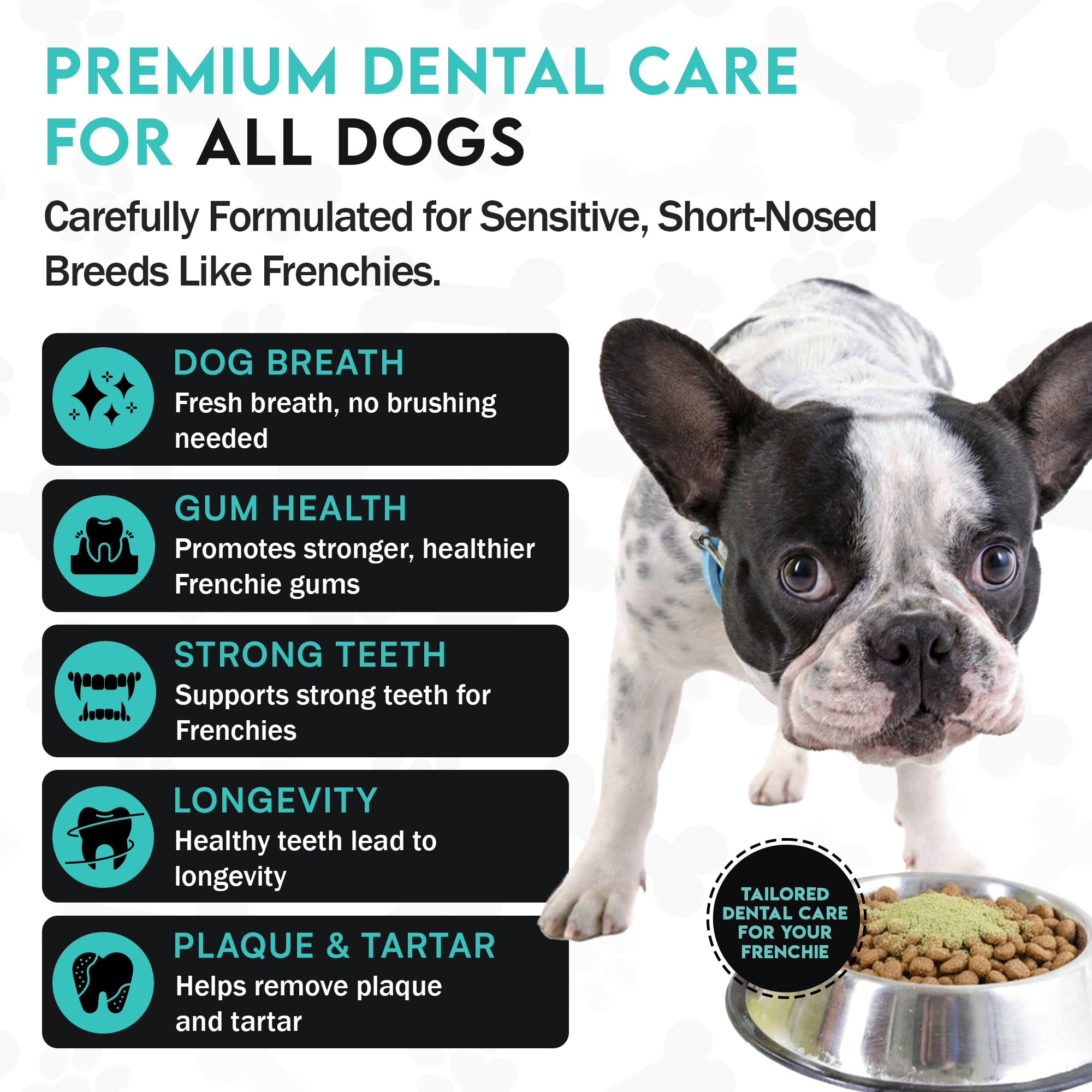 Powder scoop on packaging demonstrates easy daily dental care routine
