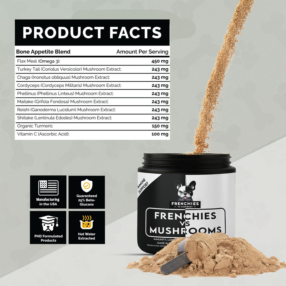 Frenchies vs Everybody immune-supporting turkey tail blend promotes overall vitality and wellness