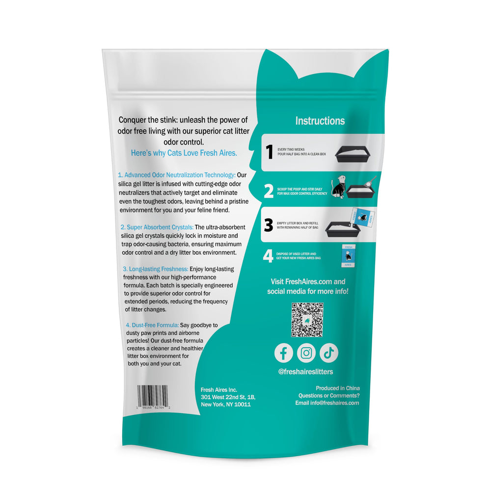 Fresh Aires Silica Crystal Cat Litter six pound bag ready for use