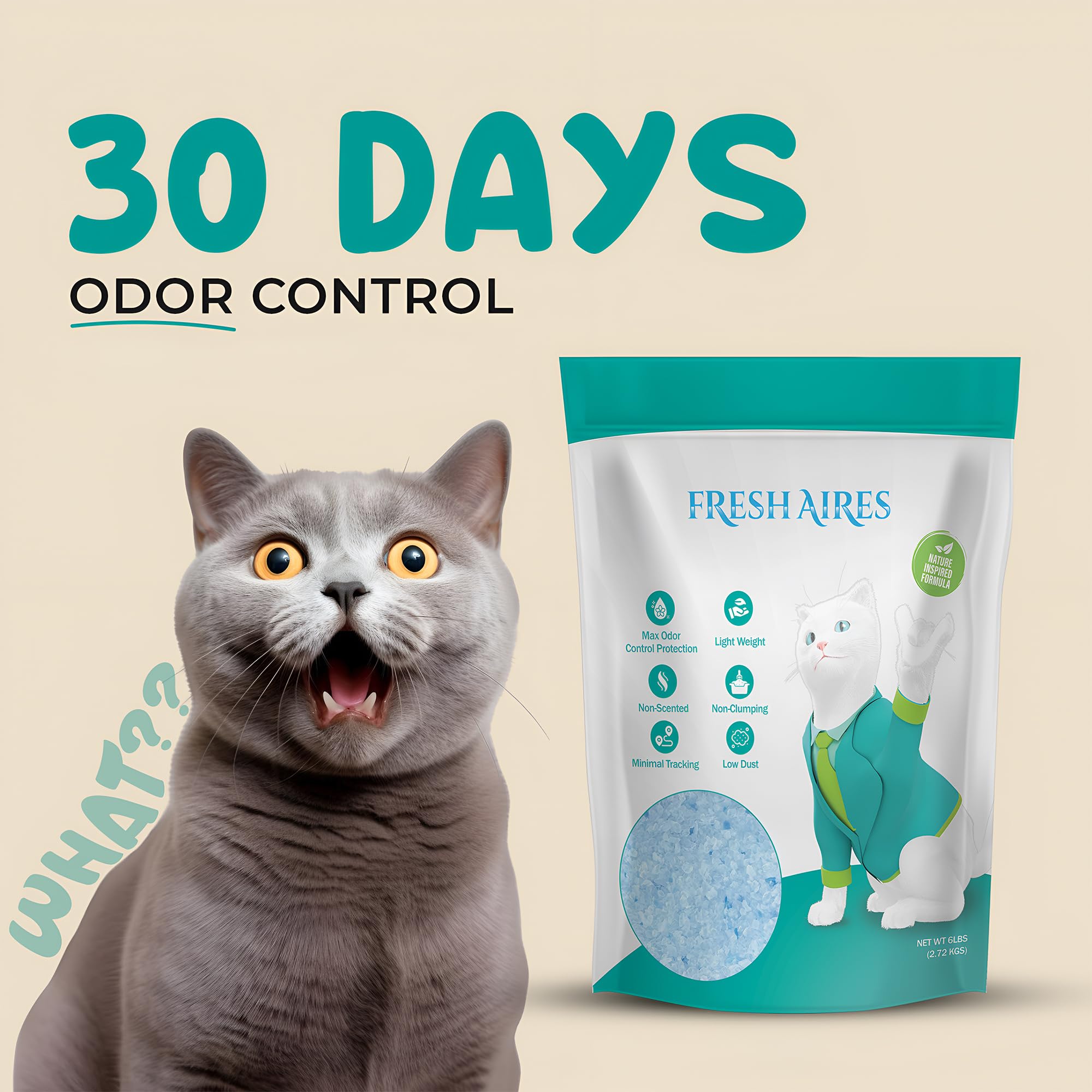 Fresh Aires Silica Crystal Cat Litter soft on paws for kittens and cats