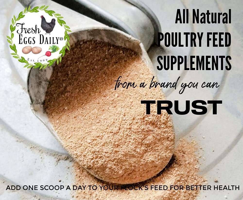 Fresh Eggs Daily Poultry Probiotics easy daily dosing with scoop.
