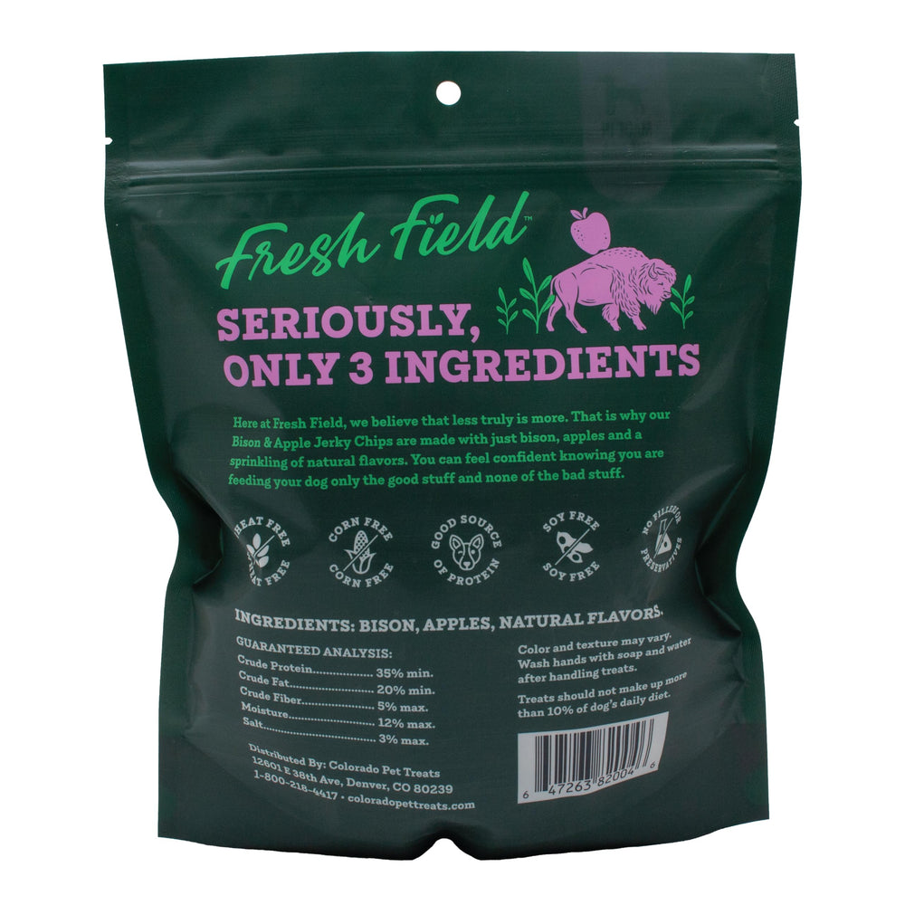 Close-up texture of Fresh Field jerky chips, savory and chewy.