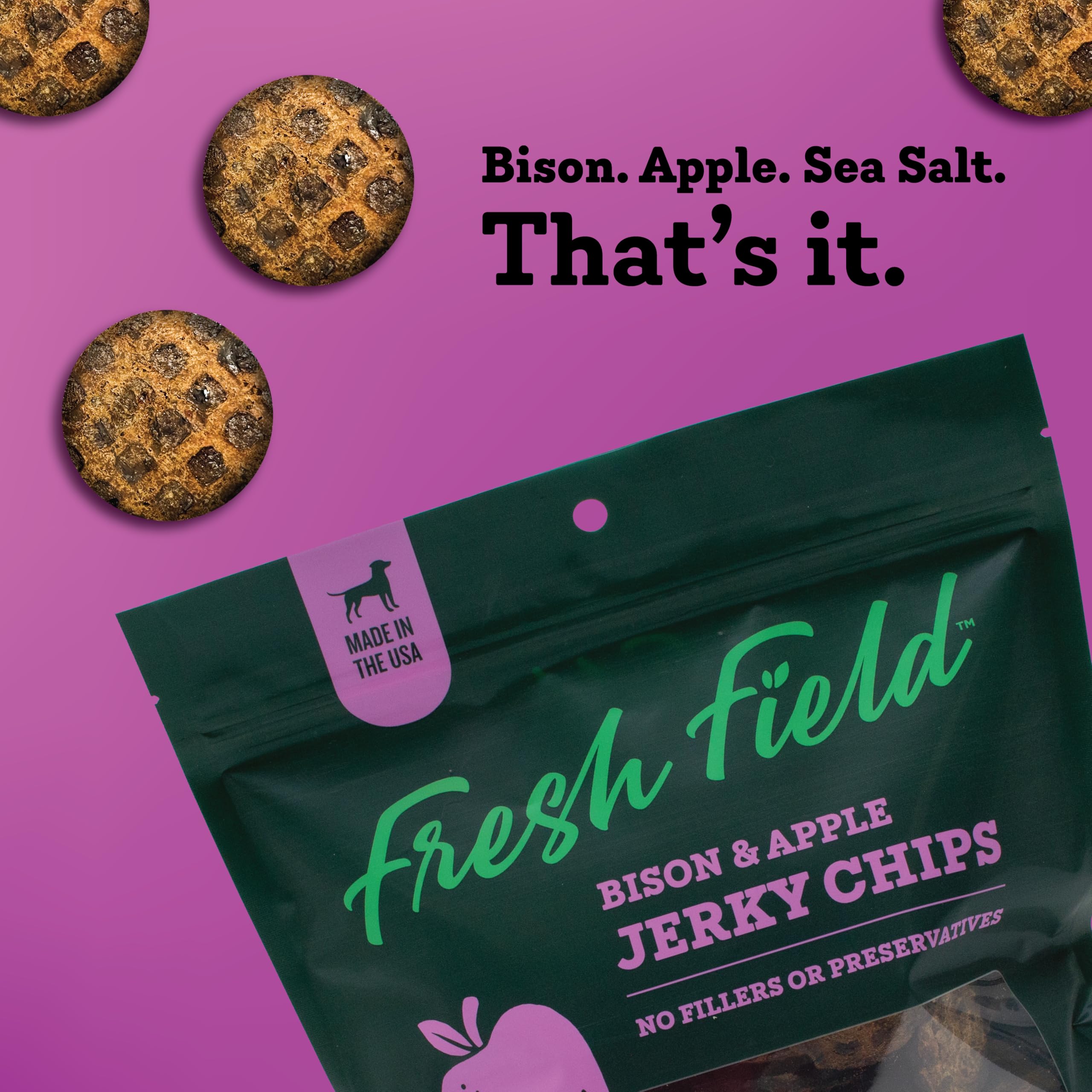 Training reward image with Fresh Field treats for dogs of all sizes.
