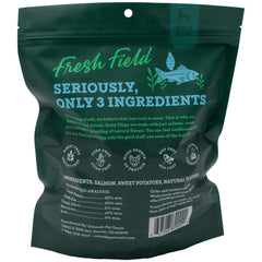 Close-up texture of Fresh Field jerky chips shows natural ingredients and crunchy bite
