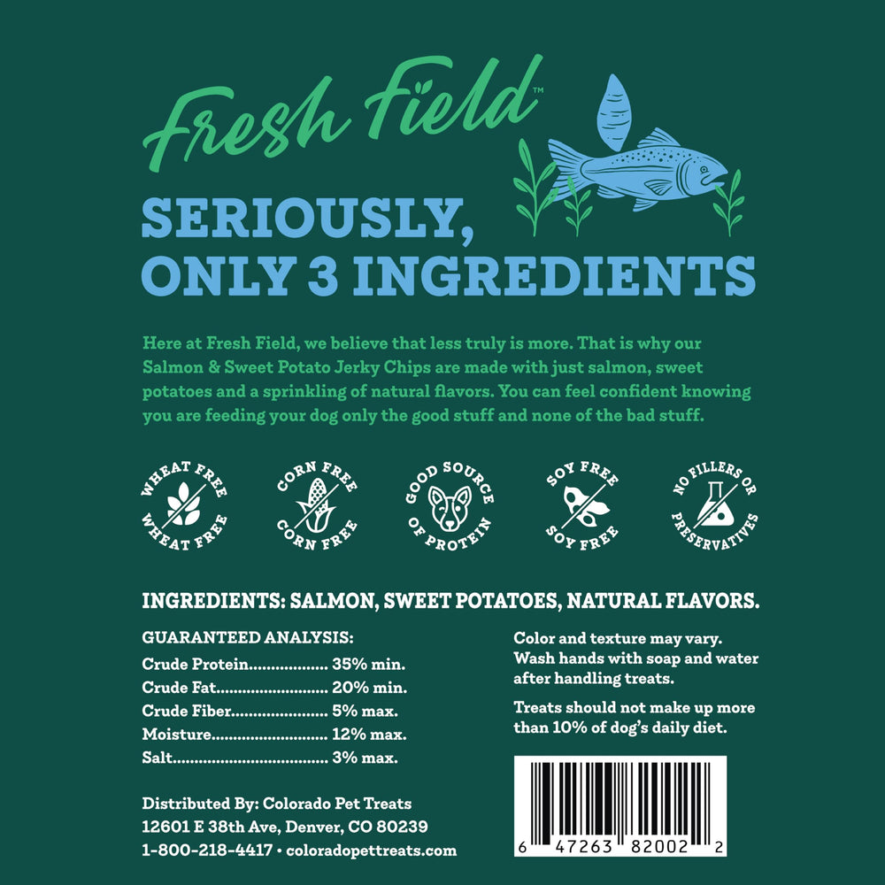 Display of Fresh Field jerky chips in a USA-made package