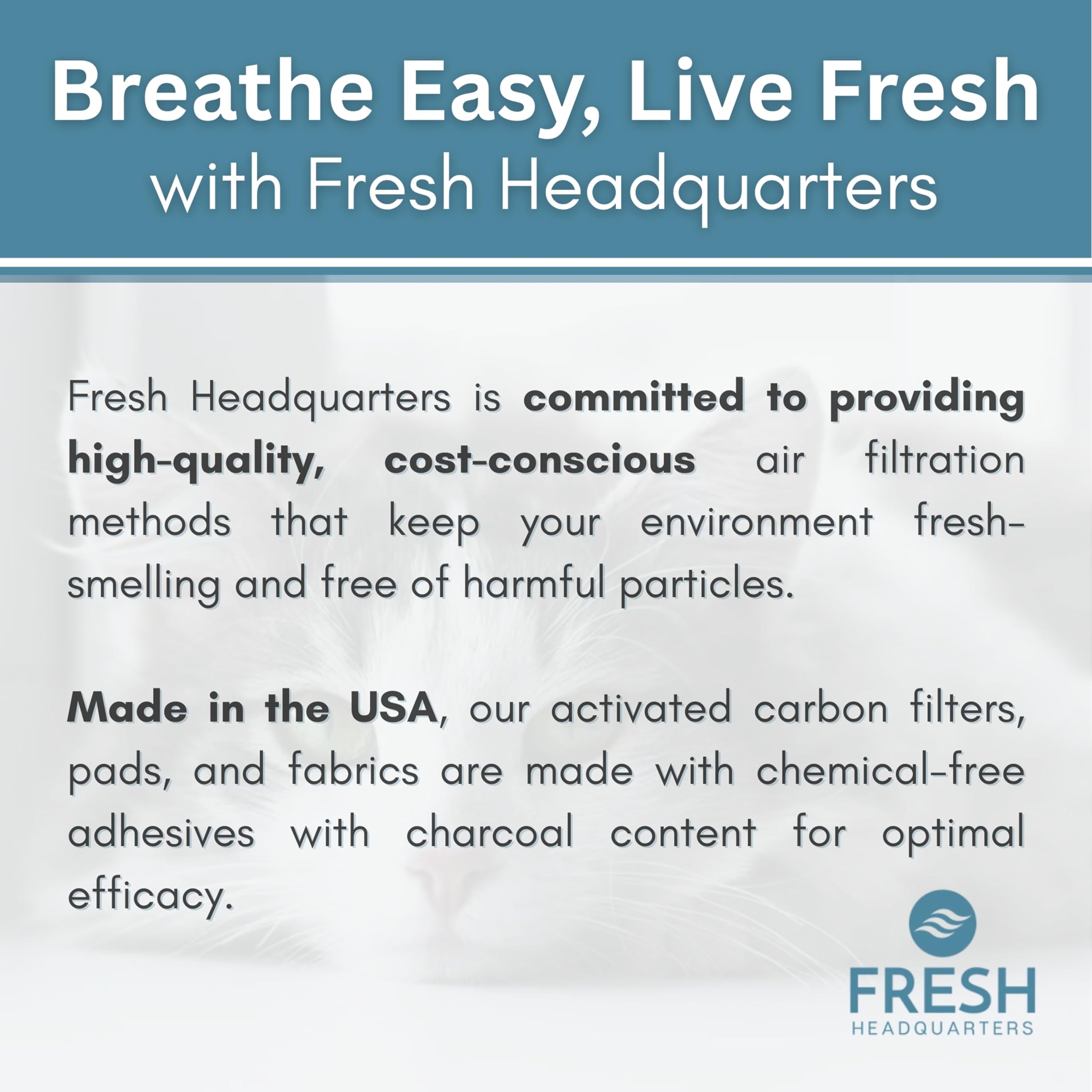 Fresh Headquarters pre-cut carbon filter helps reduce ammonia odors in litter boxes.