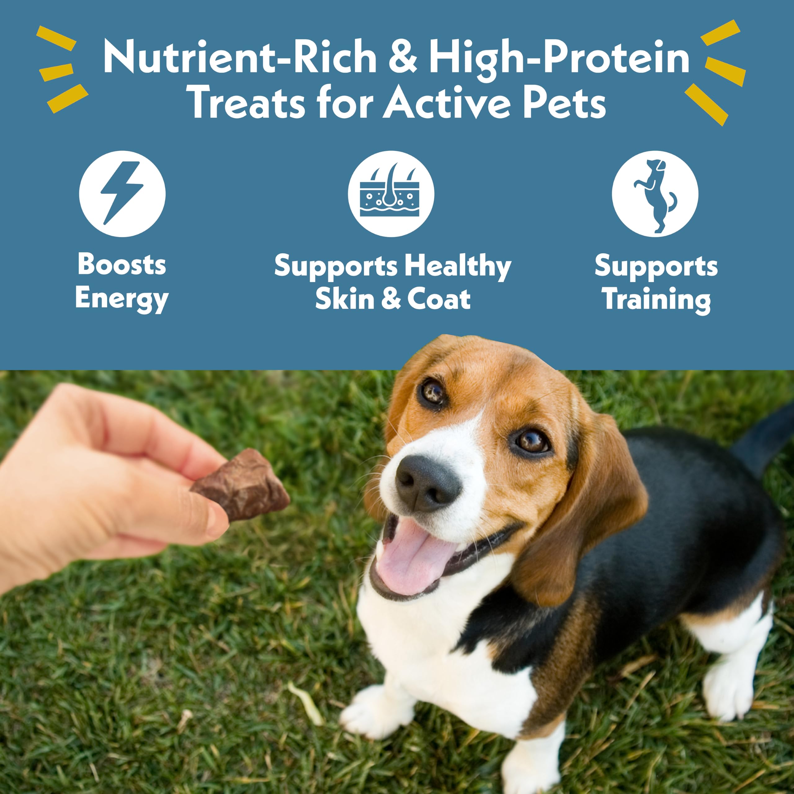 Close-up of Fresh Is Best duck heart treats showing single-ingredient nutrition.