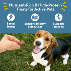 Close-up of Fresh Is Best duck heart treats showing single-ingredient nutrition.