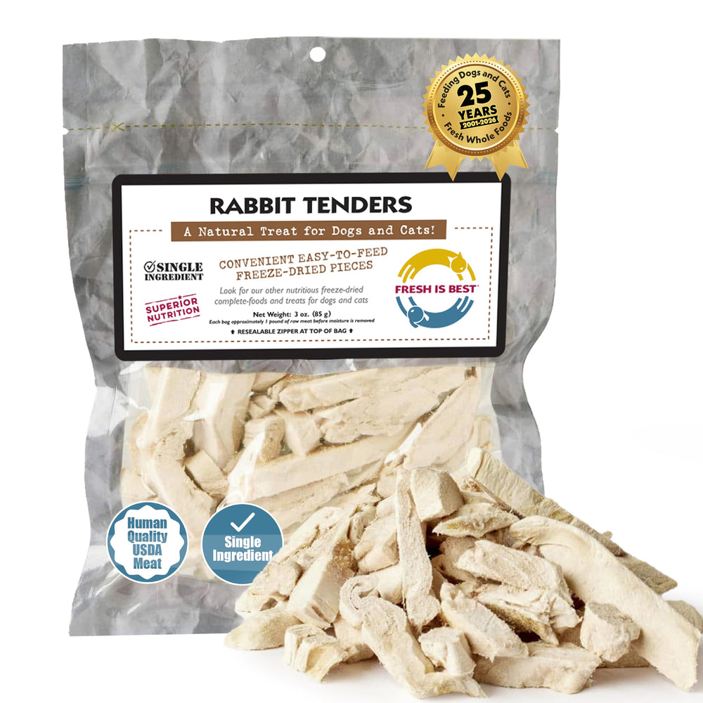 Fresh Is Best Rabbit Tenders in a vacuum-sealed bag for lasting freshness.