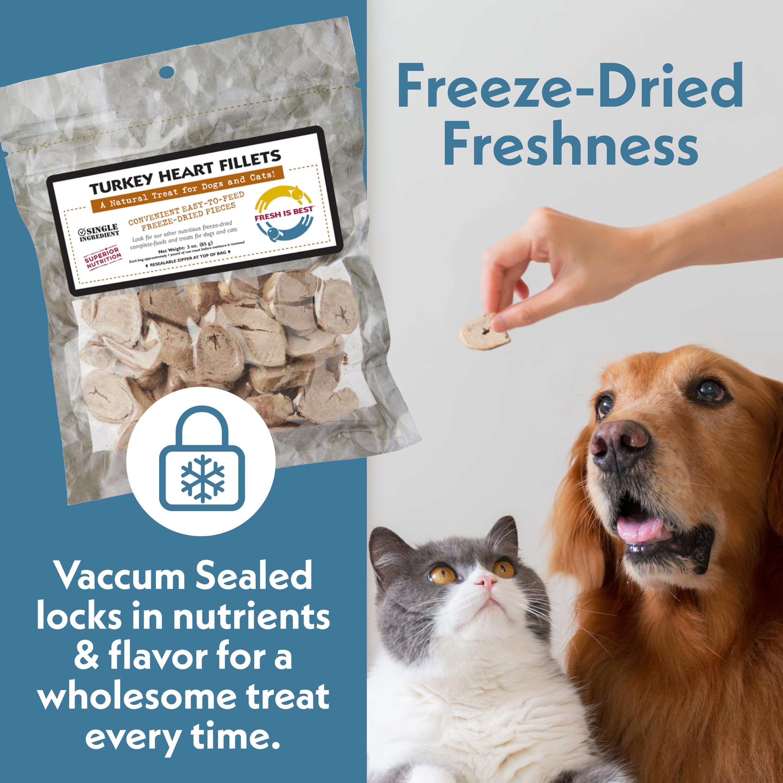 Fresh Is Best reward treats ideal for training sessions.