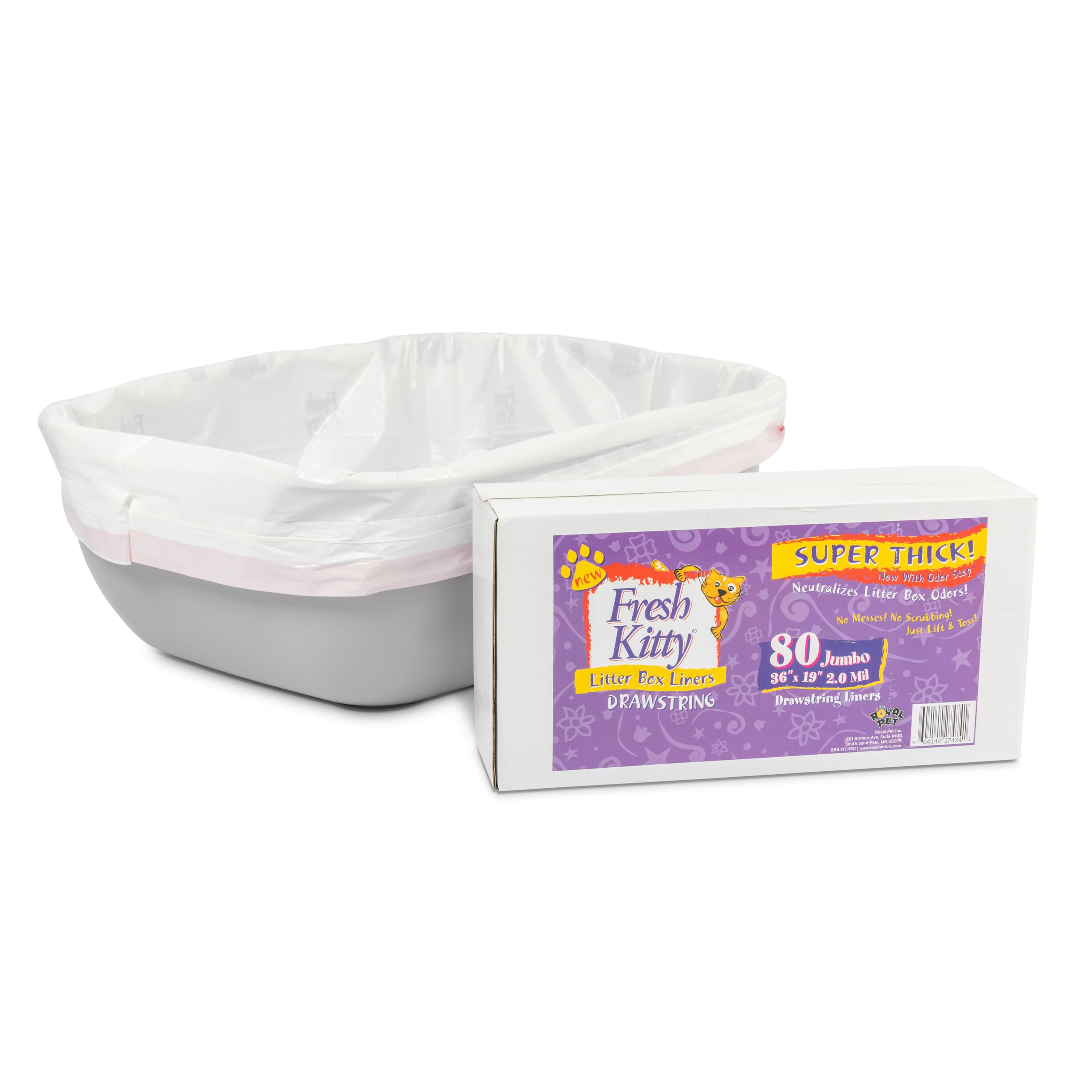 Fresh Kitty easy-cleanup liners simplify messy litter changes.