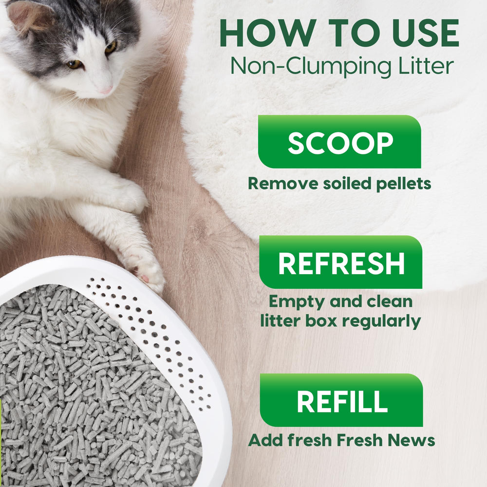 100% recycled paper pellets highlighted as biodegradable when composted.