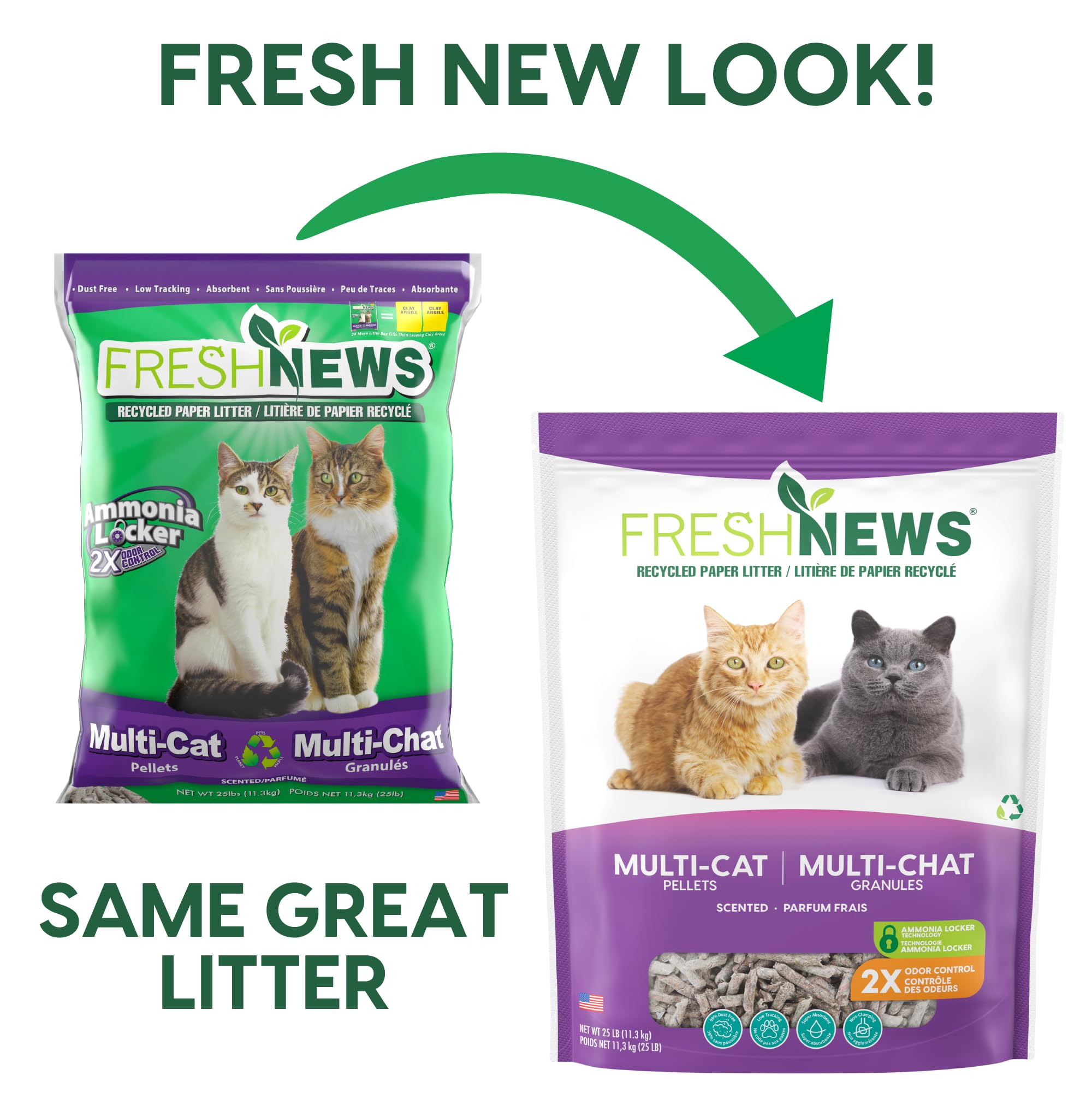 Fresh News multi-cat litter setup shows practical shared-use arrangement.