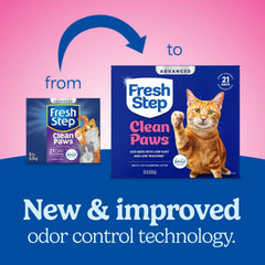 Close-up of low-tracking particles reducing paw mess with Fresh Step litter.