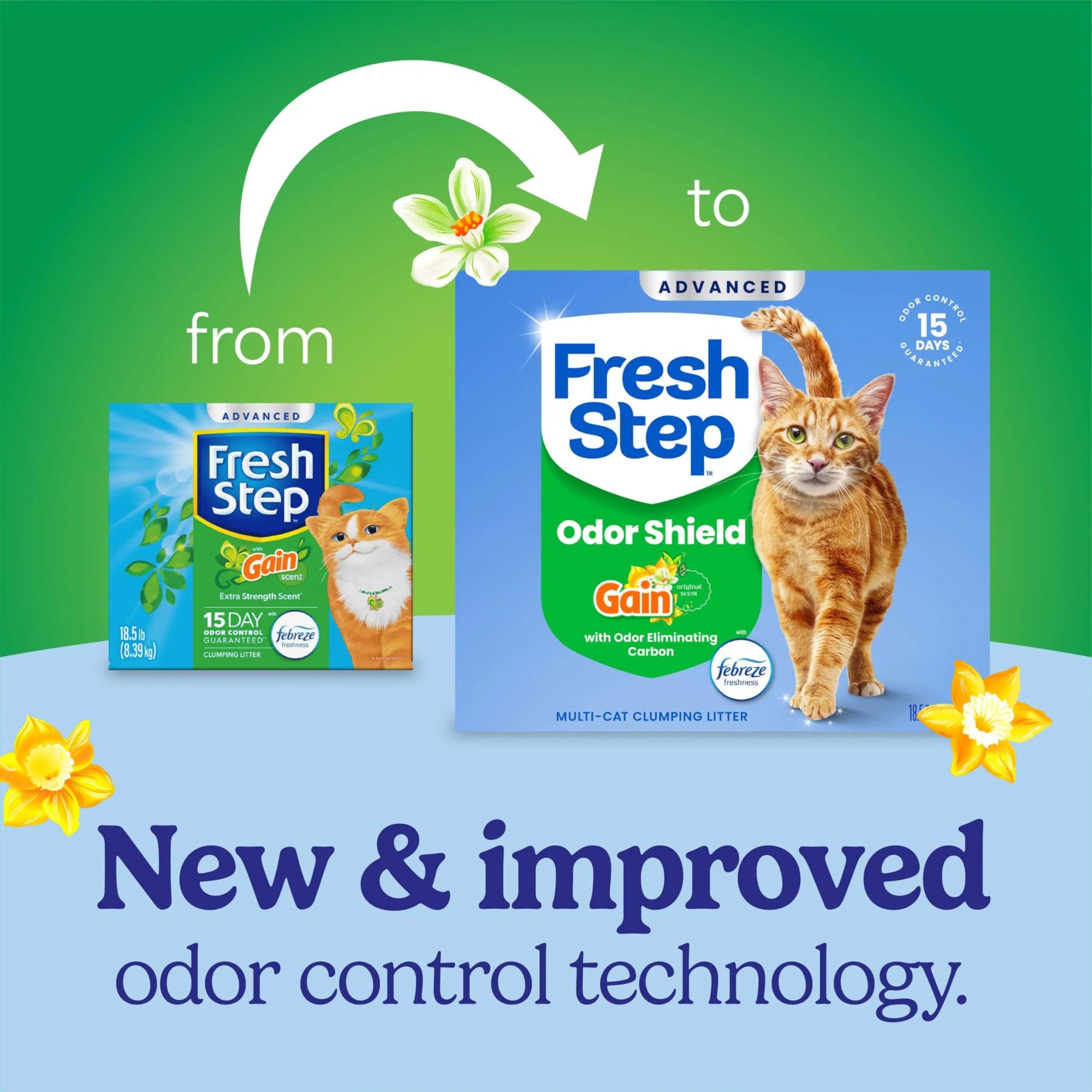 Fresh Step Advanced Odor Shield 15-day odor control demonstrates long-lasting freshness