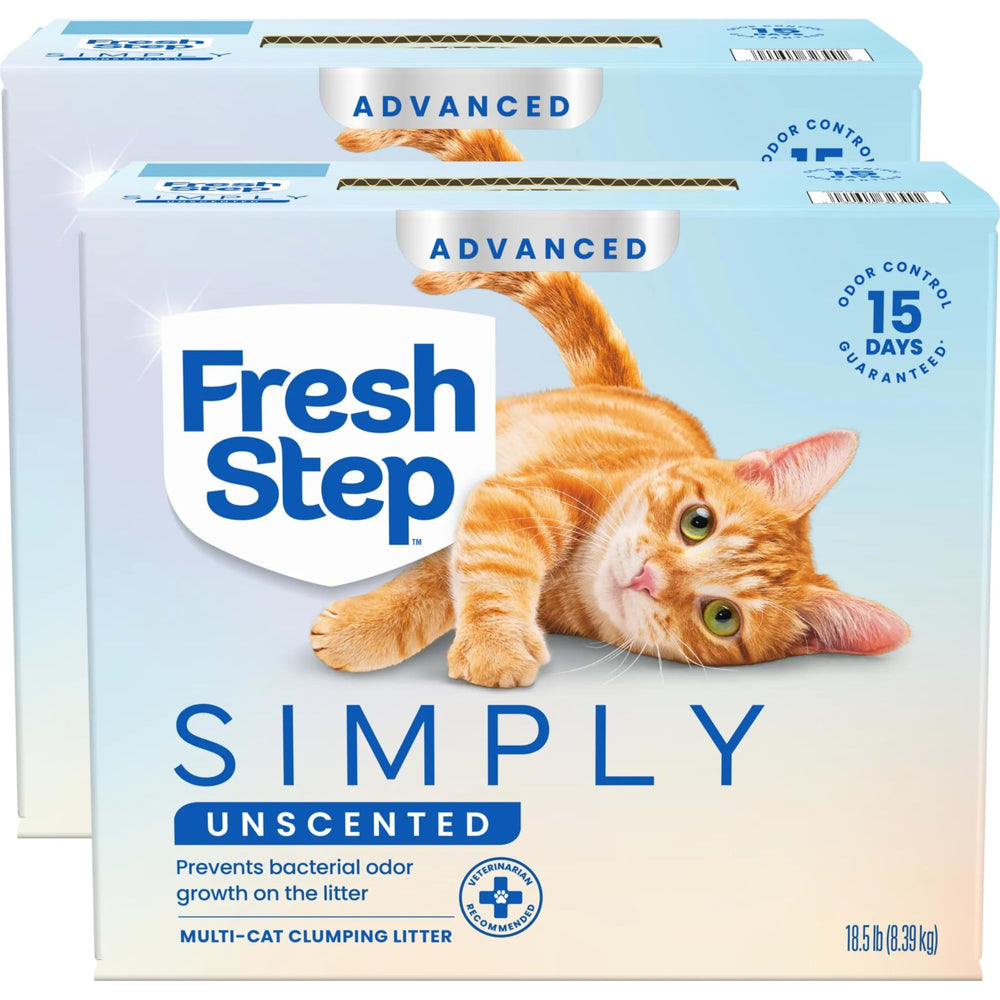 Fresh Step Advanced Simply Unscented litter box scene showing fragrance-free cleanliness