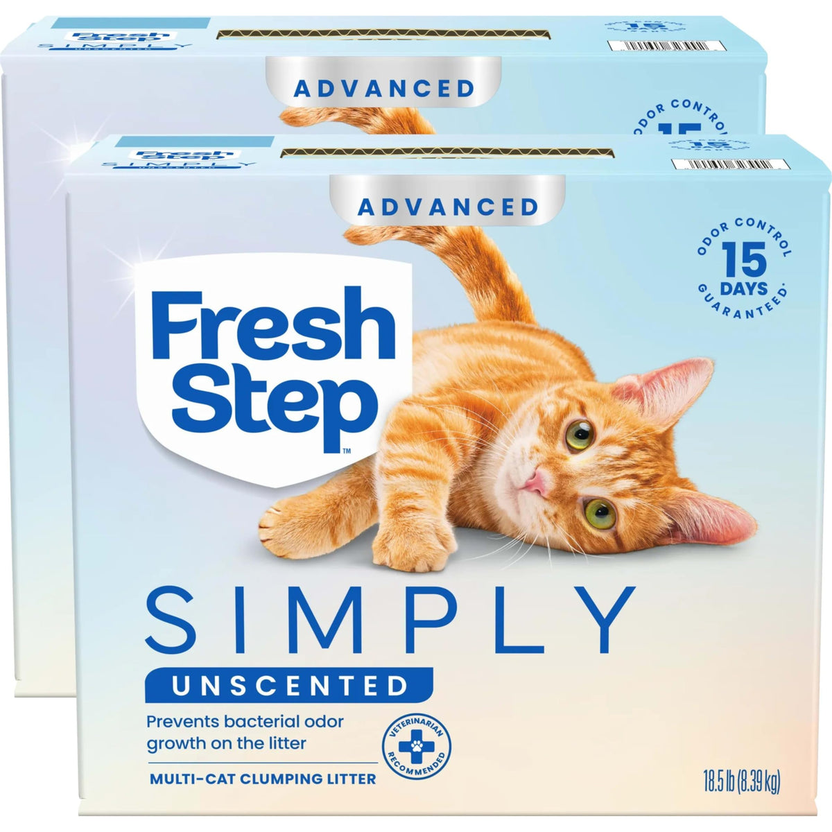 Fresh Step Advanced Simply Unscented litter box scene showing fragrance-free cleanliness
