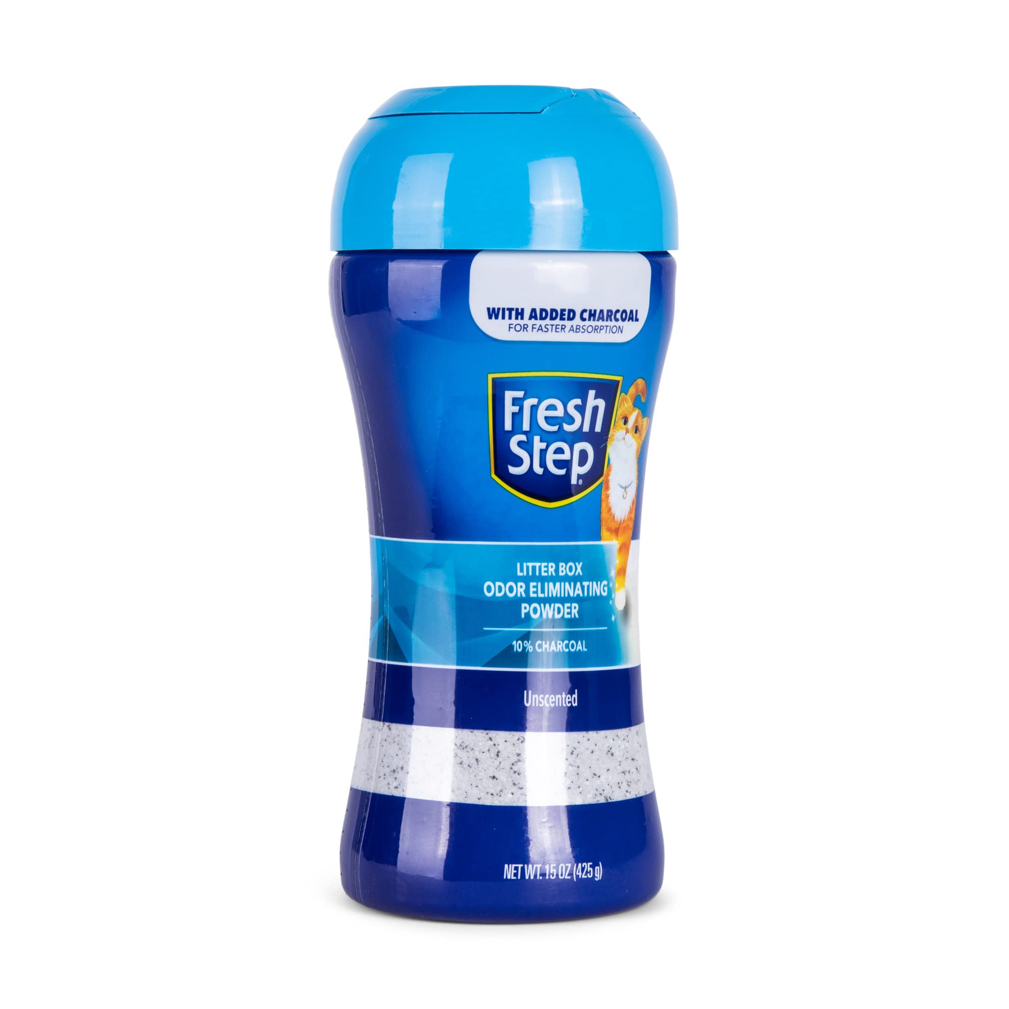 Fresh Step powder spread over litter for even odor control and quick neutralization.