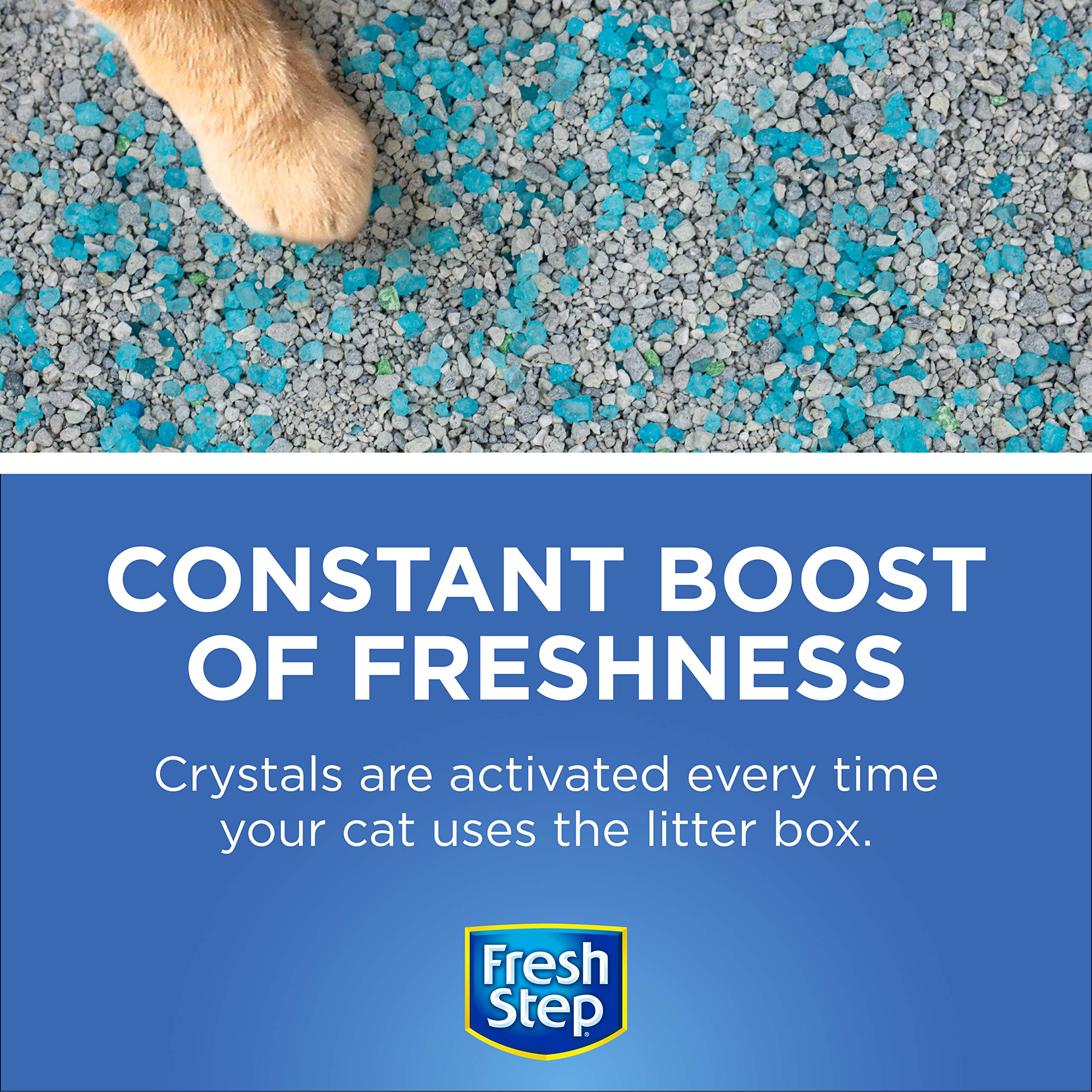 Fresh Step pour-friendly crystals for quick refresh.