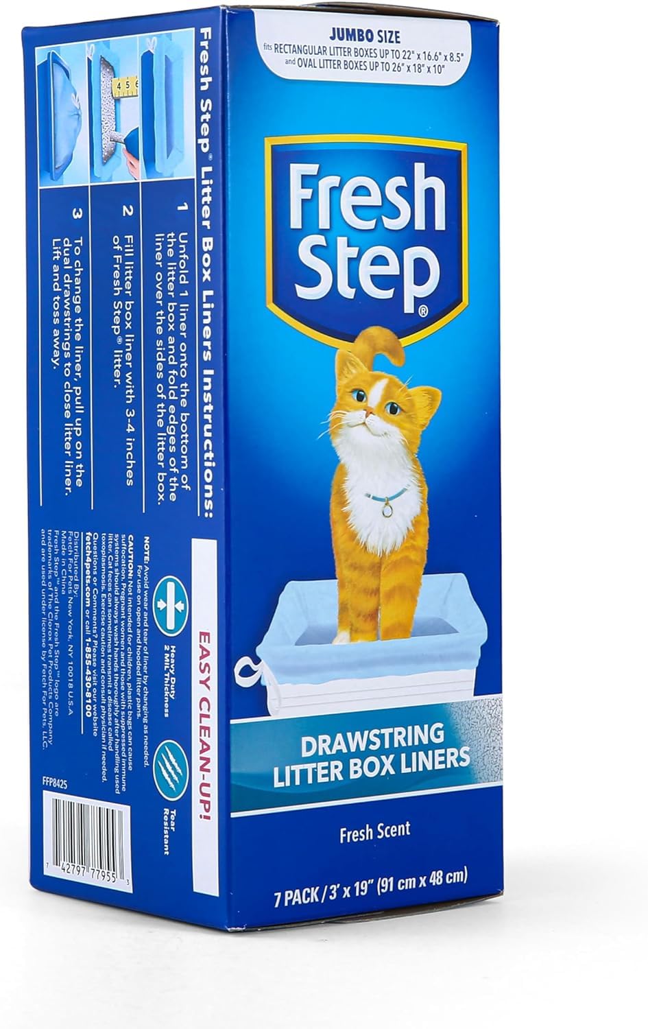 Fresh Step liner demonstrates thick, heavy-duty film resisting tears.