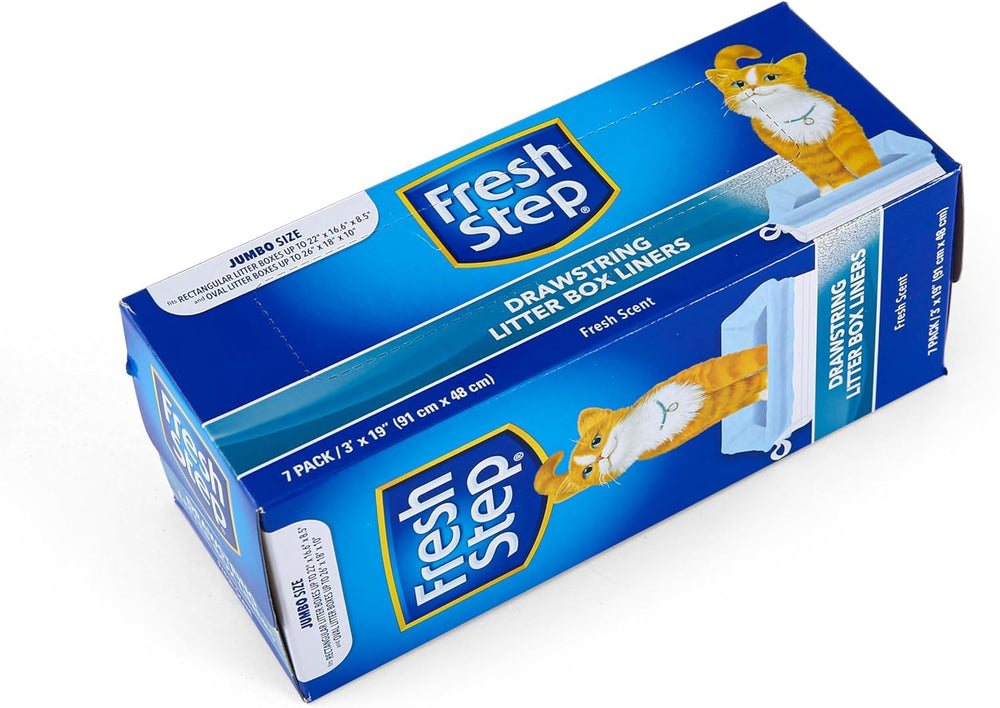 Fresh Step jumbo liner draped over the edge of a large pan.